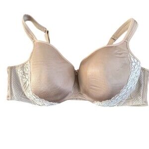 Cacique Beige Underwire Lightly Lined Lace Bra Size 46D